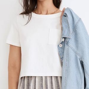 MADEWELL, cropped pocket T-shirt, grey, size small, EUC